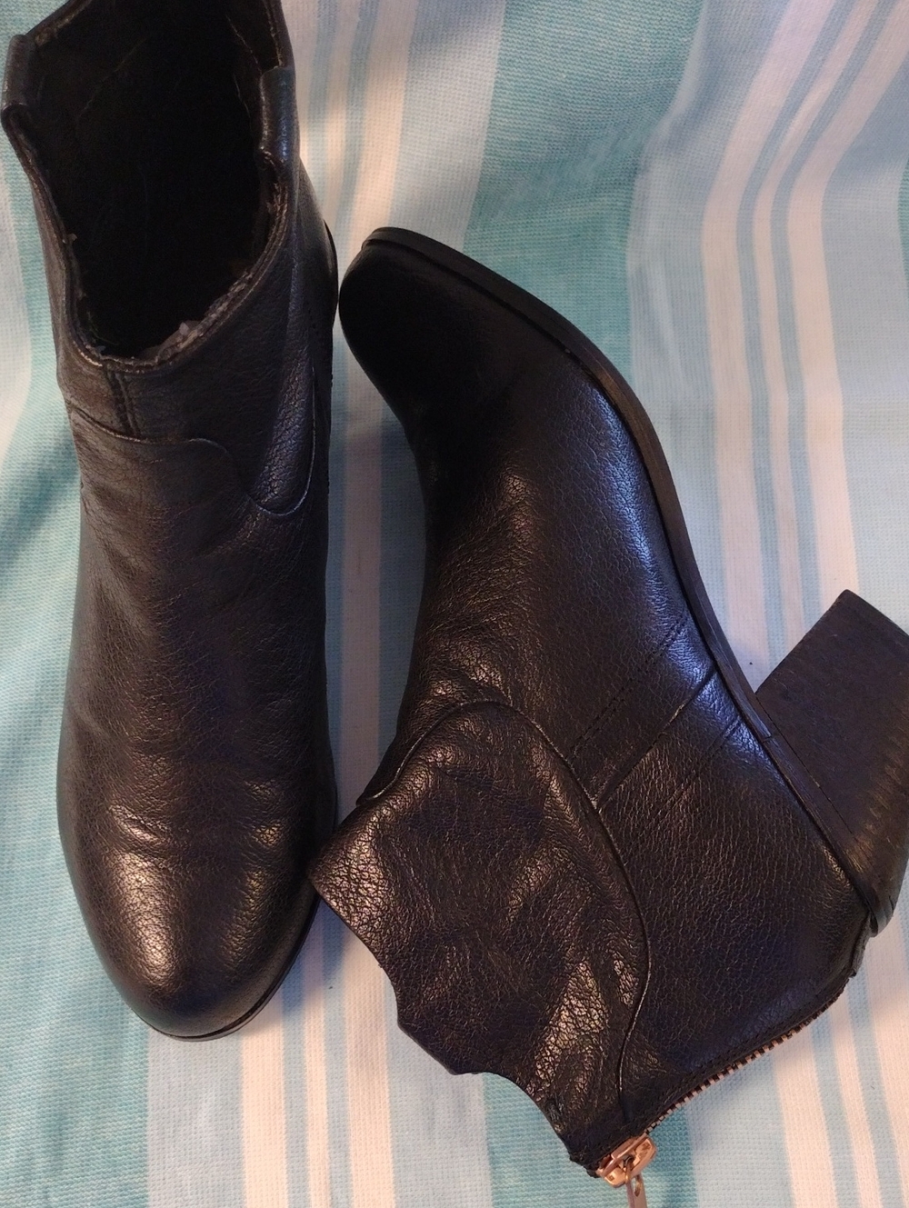 Sam Edelman Lisle Women’s Black Leather Ankle Boots - Sleek Zip-Heel Design 8.5
